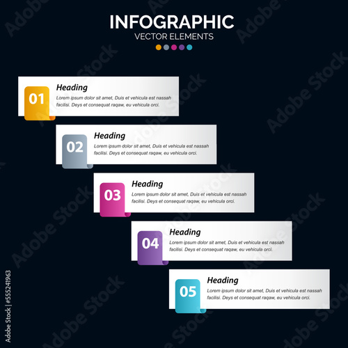5 Steps Infographics design vector and marketing can be used for workflow layout © Muhammad