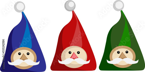 illustration of gnomes, Santa Claus with space for text, invitations, greetings, label