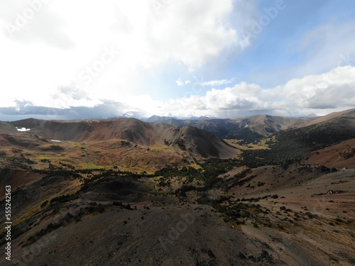 Aerial of red mountain landscape in Chilcotins