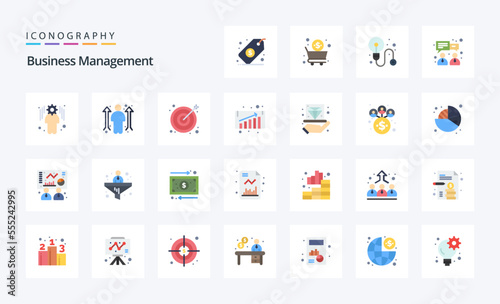 25 Business Management Flat color icon pack