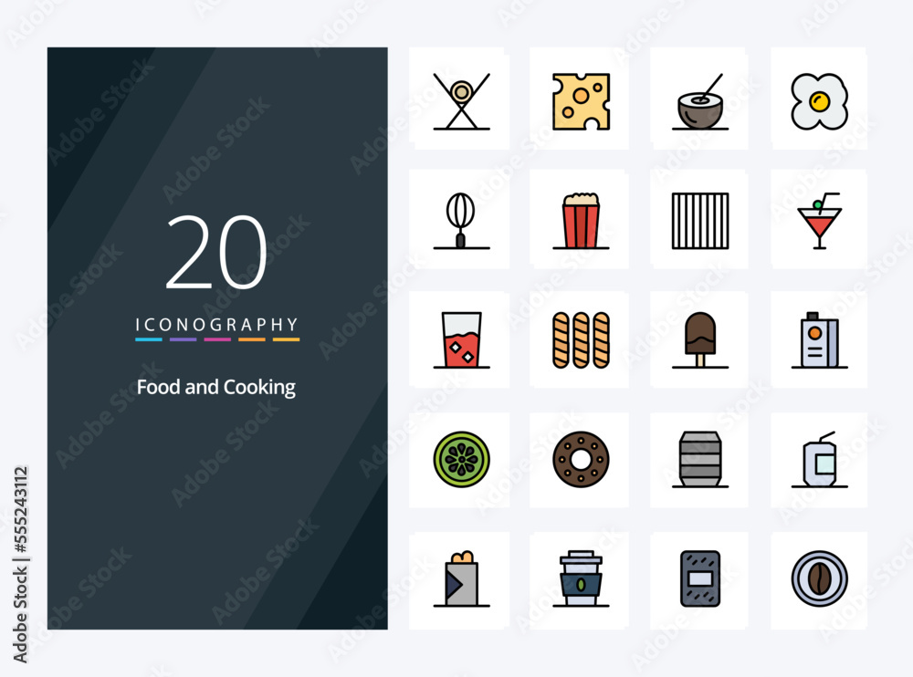 20 Food line Filled icon for presentation