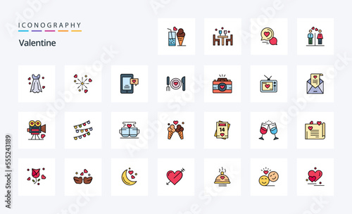 25 Valentine Line Filled Style icon pack