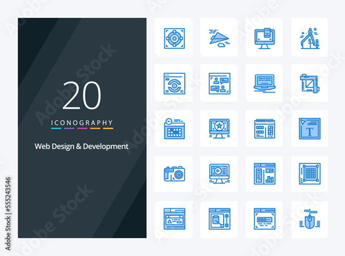 20 Web Design And Development Blue Color icon for presentation