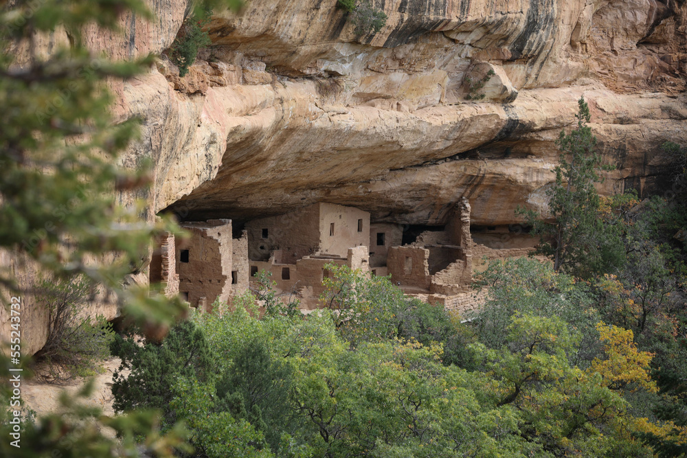 Cliff dwellings in Mesa Verde National Park in autumn