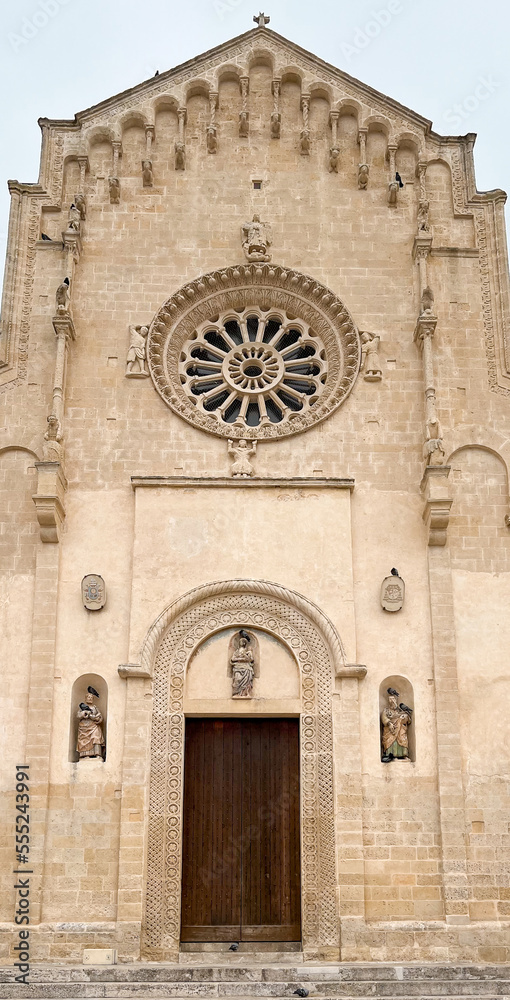 Facade of Roman Catholic Matera Cathedral of Santa Maria della Bruna and Saint Eustachio in Matera in Basilicata in southern Italy