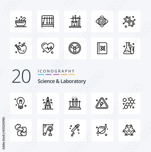 20 Science Line icon Pack like science cell tube science fire