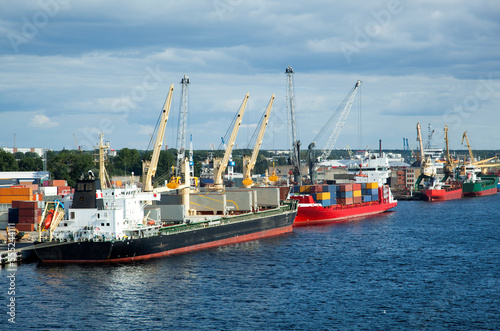 Riga City Port Cargo Ships