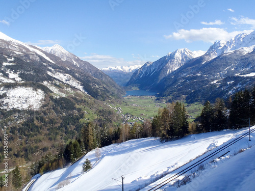 Panorama of snowy climbed