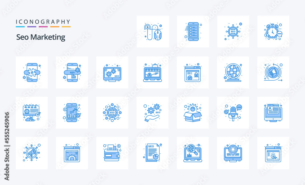 25 Seo Marketing Blue icon pack