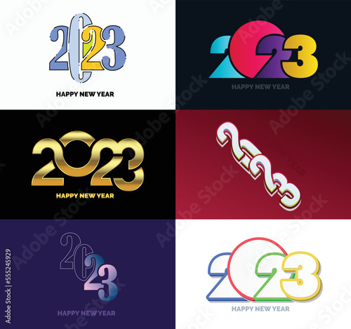 Big Set of 2023 Happy New Year logo text design 2023 number design template