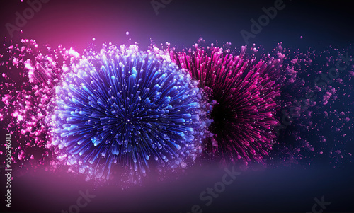 ai midjourney illustration of a magenta blue colored firework background