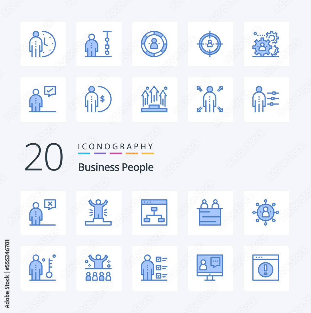 20 Business People Blue Color icon Pack like people business corporate management person efficiency