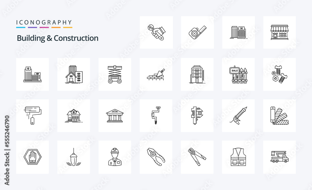 25 Building And Construction Line icon pack