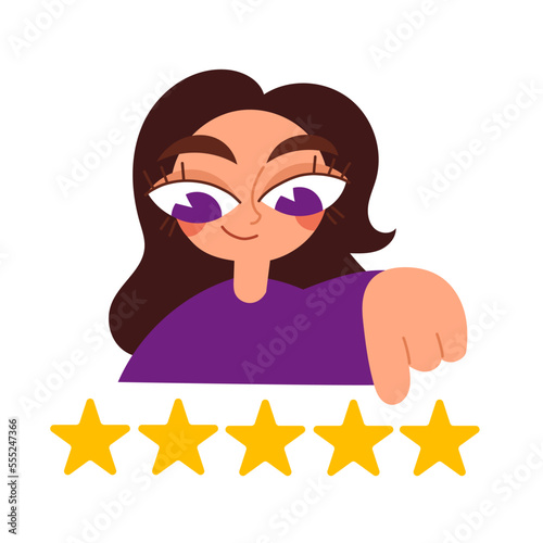Five stars is the best performance rating. People leaving feedback and comments, successful work highest score vector. Feedback or rating concept banner. Good review, successful customer service.