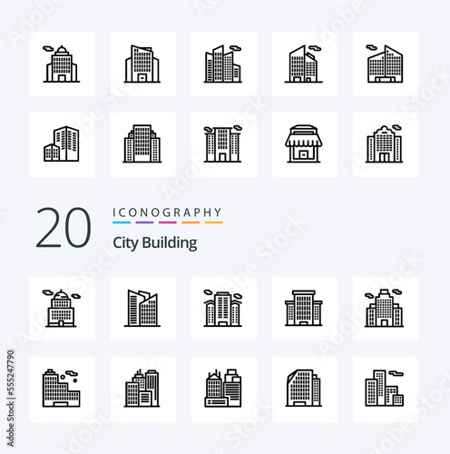 20 City Building Line icon Pack like office building office office building