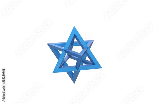 3D illustration of Wireframe Star Tetrahedron Merkaba isolated