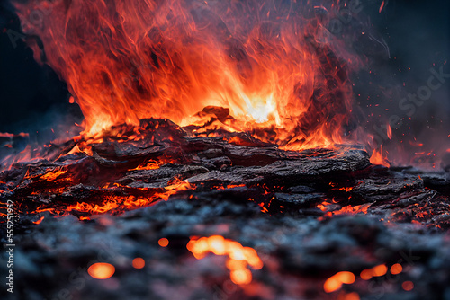 burning hot lava, fire, generative AI