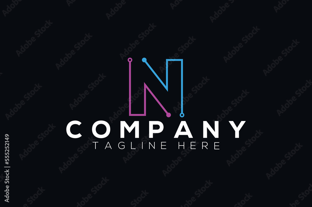Modern letter N logo design template. Business technology and technology logo design.