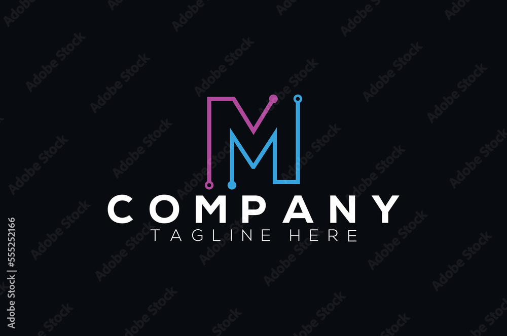Modern letter M logo design template. Business technology and technology logo design.