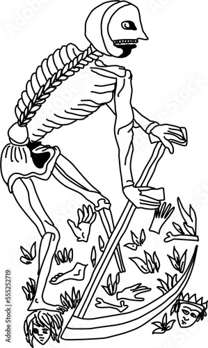 Tarot Marseille Middle Age Major Arcana vector lineart Death La Mort