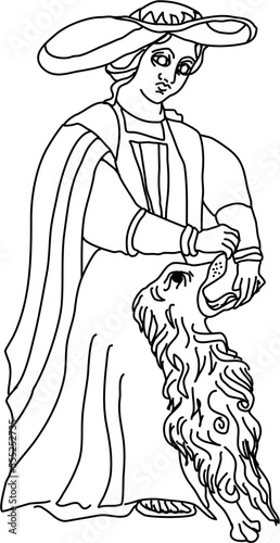 Tarot Marseille Middle Age Major Arcana vector lineart Strength La Force