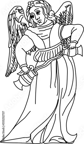 Tarot Marseille Middle Age Major Arcana vector lineart Temperance Tempérance