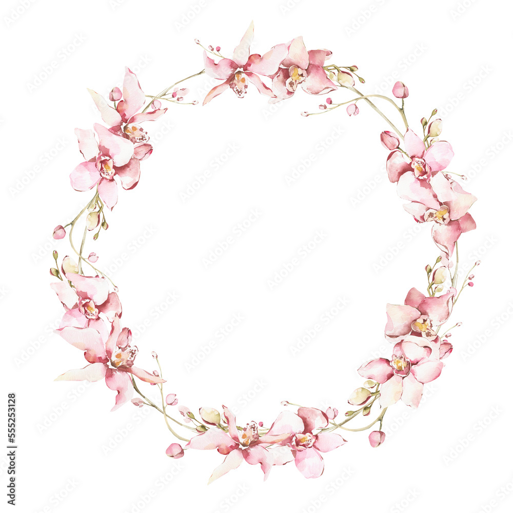 Watercolor floral wreath clipart. png frame