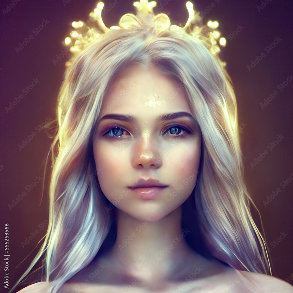 Beautiful girl queen portrait illustration