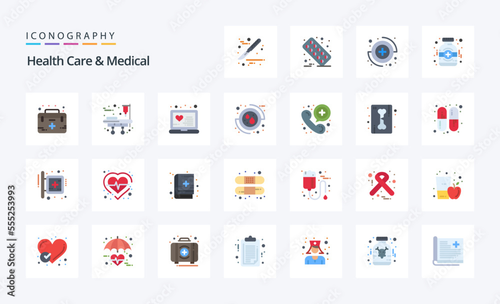 25 Health Care And Medical Flat color icon pack