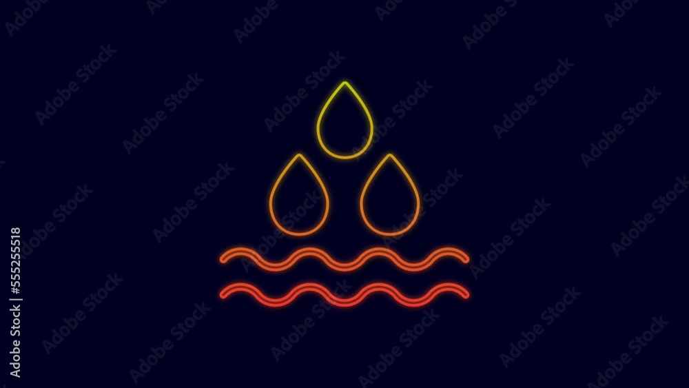 Glowing neon line Water drop icon isolated on blue background. 4K Video motion graphic animation Glowing neon line Water drop icon isolated on blue background. 4K Video motion graphic animation