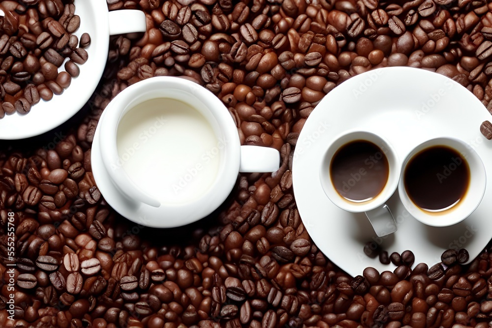 coffee beans and cup -Generative AI coffee beans and cup -Generative AI