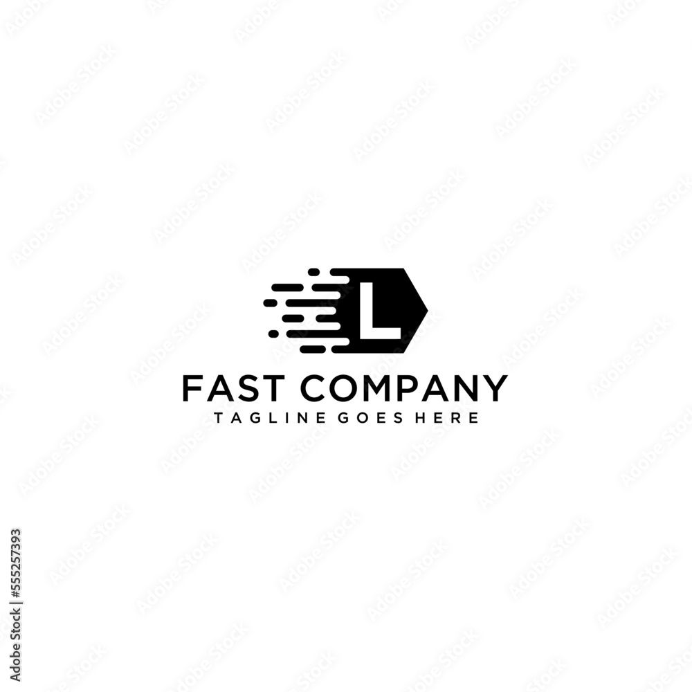 Initial Letter L Fast Speed Logo Design Template with a polygon shape ...