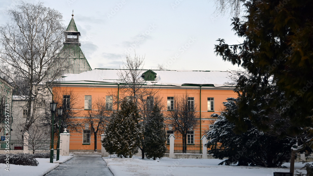 Trinity Sergius Lavra, Sergiev Posad, Russia. Color winter photo.