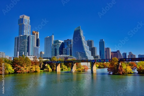 Skyline of Austin, Texas with the Lamar Bvld. Bridge
