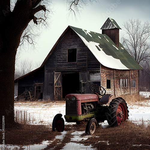 old barn and tractor