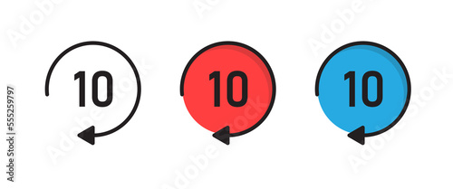 Repeat 10 seconds icon vector. replay icon symbols music movie for app web banner logo - Vector