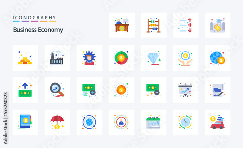 25 Economy Flat color icon pack