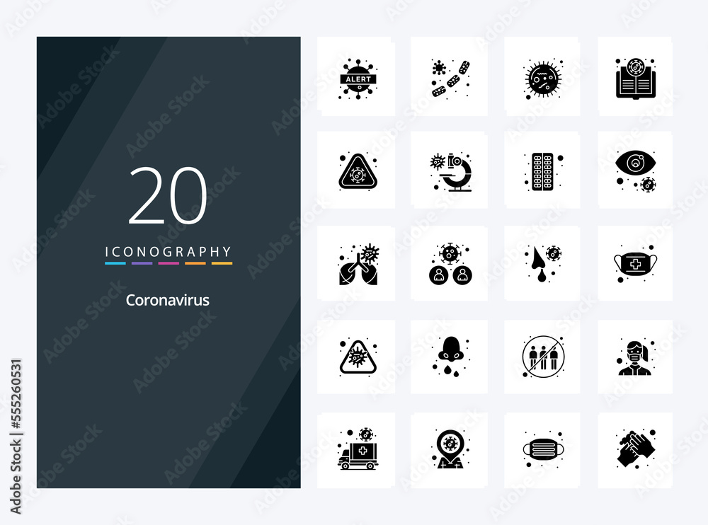 20 Coronavirus Solid Glyph icon for presentation