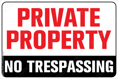 Private property no trespassing warning fence sign photo