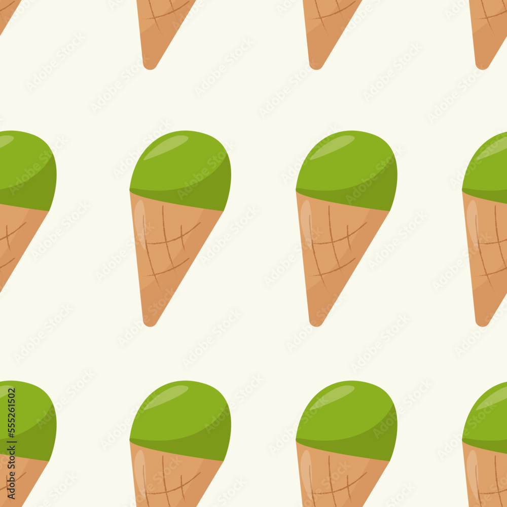 Seamless pattern with japanese matcha desserts - ice cream. Asian food Seamless pattern with japanese matcha desserts - ice cream. Asian food