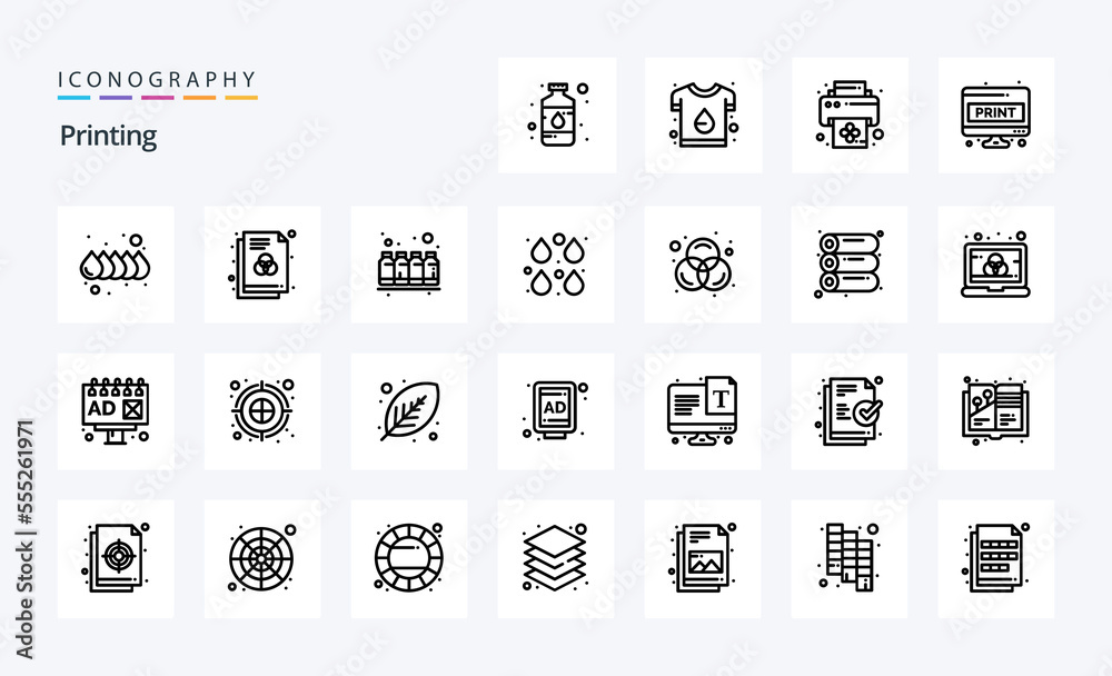 25 Printing Line icon pack