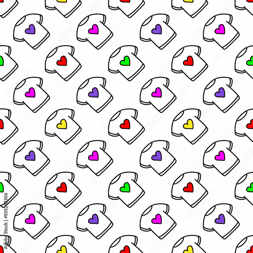 pattern of a T-shirt with a heart.Pattern for Valentines Day pattern of a T-shirt with a heart.Pattern for Valentines Day