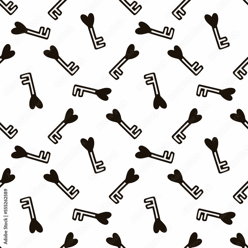 Seamless pattern with a heart-shaped key.vector illustration Seamless pattern with a heart-shaped key.vector illustration