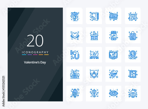 20 Valentines Day Blue Color icon for presentation