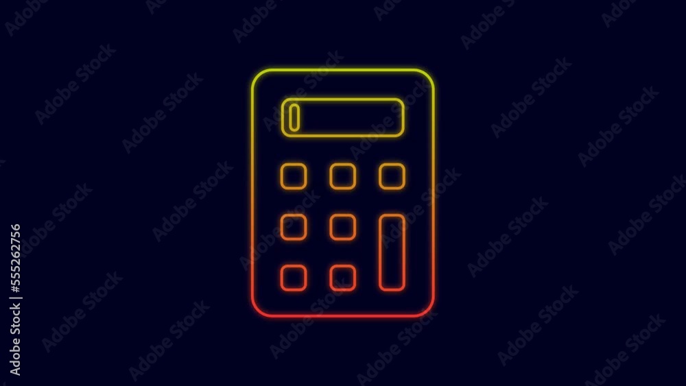 Glowing neon line Calculator icon isolated on blue background. Accounting symbol. Business calculations mathematics education and finance. 4K Video motion graphic animation Glowing neon line Calculator icon isolated on blue background. Accounting symbol. Business calculations mathematics education and finance. 4K Video motion graphic animation