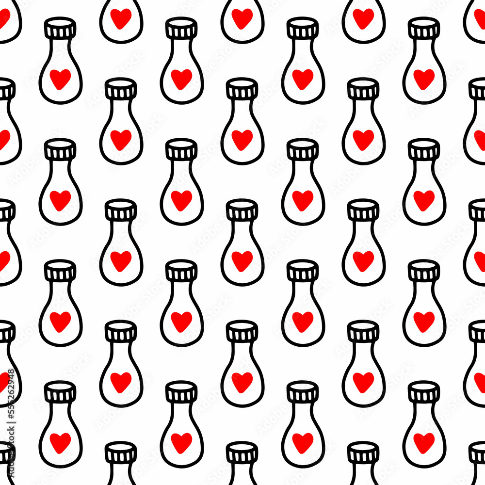 Seamless pattern with love potion bottle. Vector illustration Seamless pattern with love potion bottle. Vector illustration