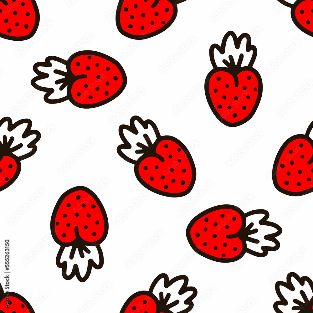 Fototapeta premium Seamless pattern with strawberries. Vector illustration