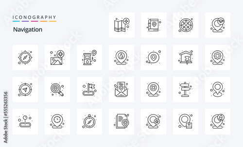 25 Navigation Line icon pack