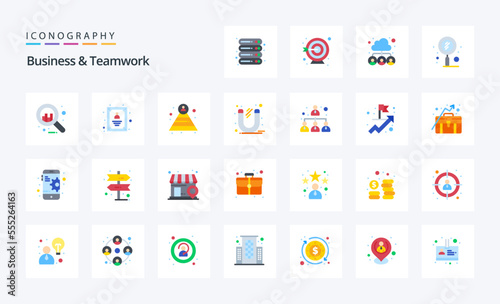 25 Business And Teamwork Flat color icon pack