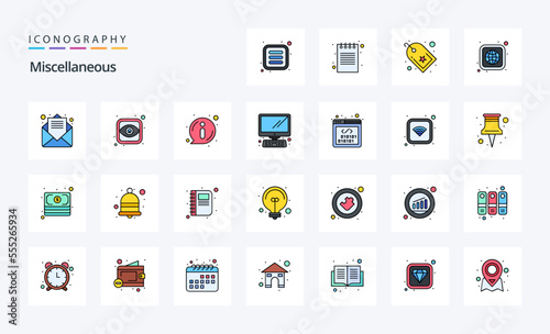 25 Miscellaneous Line Filled Style icon pack